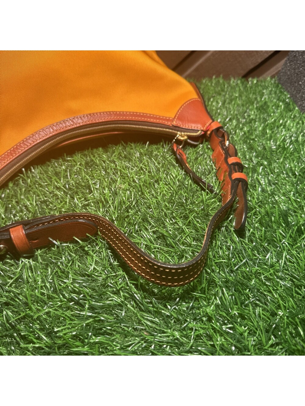 Dooney & Bourke Nylon Large Erica Hobo Shoulder Bag Mustard Yellow Red Lining - Picture 9 of 14